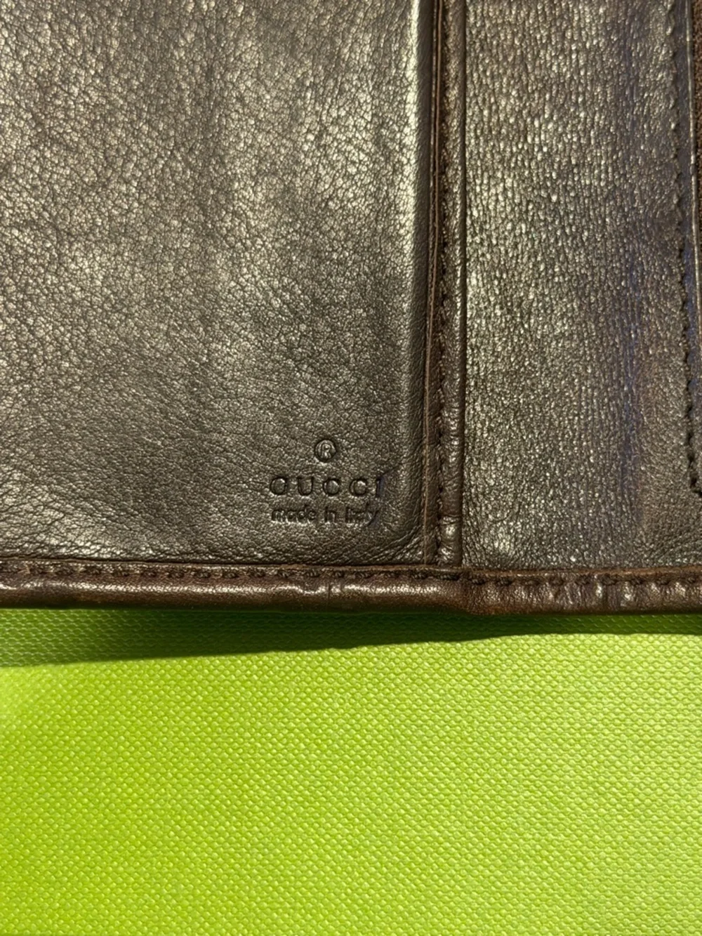 Gucci Italy Signature Continental Wallet Brown Chocolate Zip Leather EUC - Picture 5 of 12